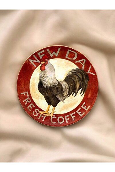 unique florya Dekoratif Duvar Tabağı Duvar Süsü Horoz Tabak New Day Tabak Mutfak Dekorasyonu No:23