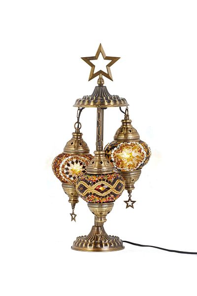 Demmex 3-Piece Turkish Moroccan Mosaic Desktop Decor - G-Price Compatible with Authentic Grand Bazaar Gulf Countries