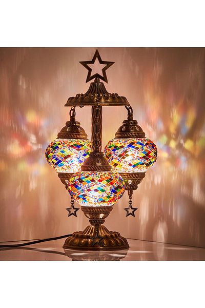 Demmex 3-Piece Turkish Moroccan Mosaic Desktop Decor - G-Price Compatible with Authentic Grand Bazaar Gulf Countries