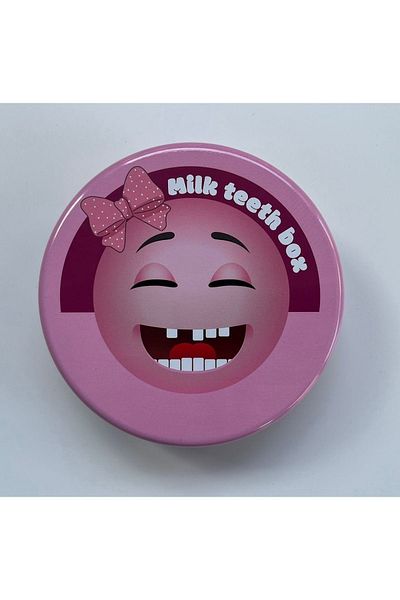 Hdg Children's Milk Tooth Storage Box Metal - With Tweezers And Special Tooth Compartment - 12 Cm Diameter