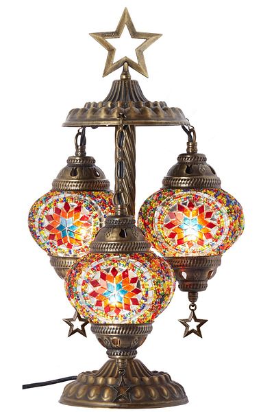 Demmex 3-Piece Turkish Moroccan Mosaic Desktop Decor - G-Price Compatible with Authentic Grand Bazaar Gulf Countries