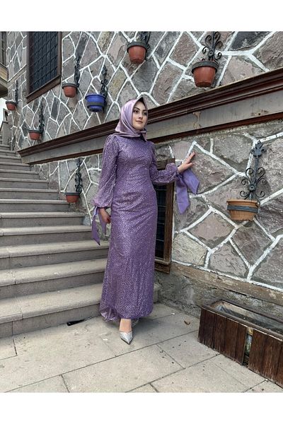 sümeyra Glittery Pinch Fabric Dress
