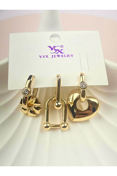 Vitastyle Vip Set of 3 Steel Earrings