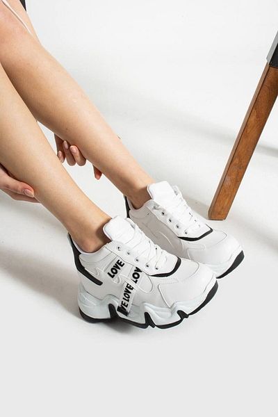 Bymoda White Hidden Heel Sneakers