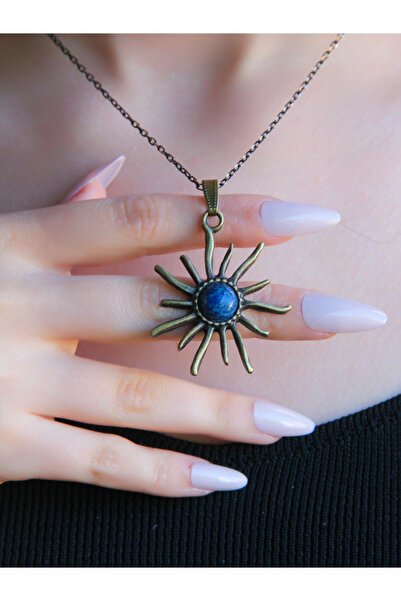 esha قلادة من الحجر الطبيعي بنمط الشمس - أصلية للنساء، EUK7LS