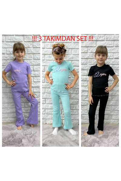 KAMİKAM Costum brodat pentru fete minunate - Camisole Mărimea 1 Set de 3 setu...