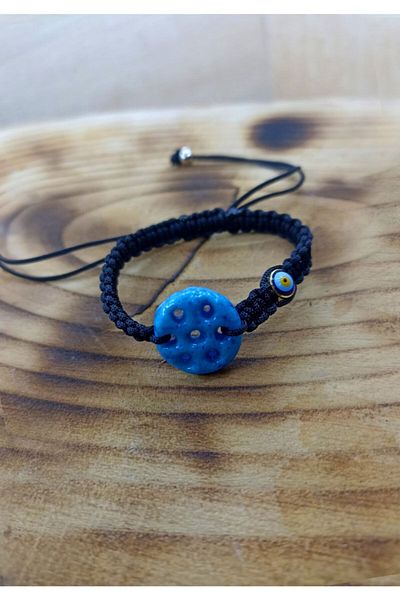 Nev Tasarım Syriac Seven Eyed Evil Eye Beaded Adjustable Bracelet