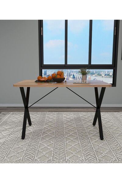HNC HOME Mutfak Masası, Cafe Restaurant Masası 120x70cm Metal Ayak Masa, Balk...