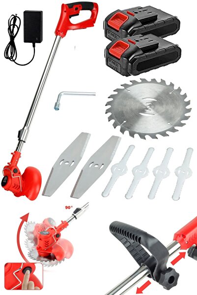 STAXX POWER Turbo Şarjlı Çift Akülü 21000VL Kömürsüz Motor Çim Çalı Ot Biçme Tırpanı Teleskopik Uzatma Kolu