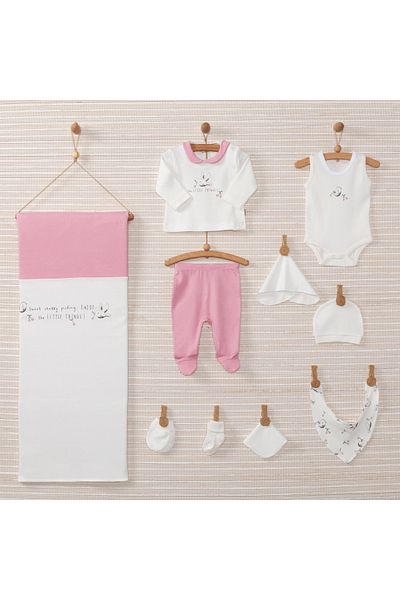 Bebbek Baby Girl Pink Natural Luxury Organic Newborn 10 Piece Hospital Outlet Set