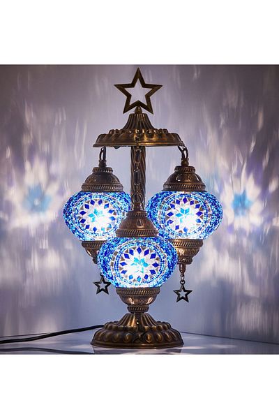 Demmex 3-Piece Turkish Moroccan Mosaic Desktop Decor - G-Price Compatible with Authentic Grand Bazaar Gulf Countries
