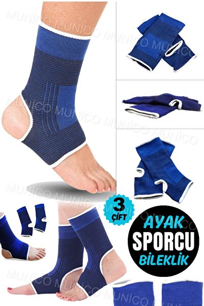 Munico 3 Çift Ayak Bileği Desteği Sıkıştırma Kayışı Aşil Tendon Brace Burkulm...