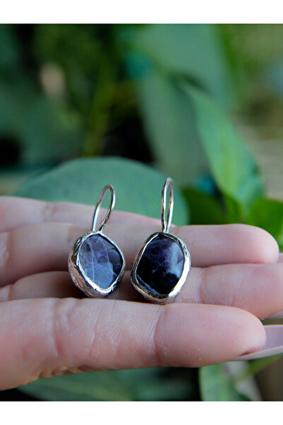 esha Doğal Taş Ametist Taşı Kadın Doğal Taşlı Küpe Rodyum euku3ar