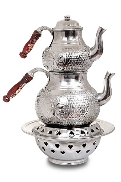 Binbir Trend El Yapımı Yıldız Petek Zımba Ocaklı Bakır Çaydanlık Takımı