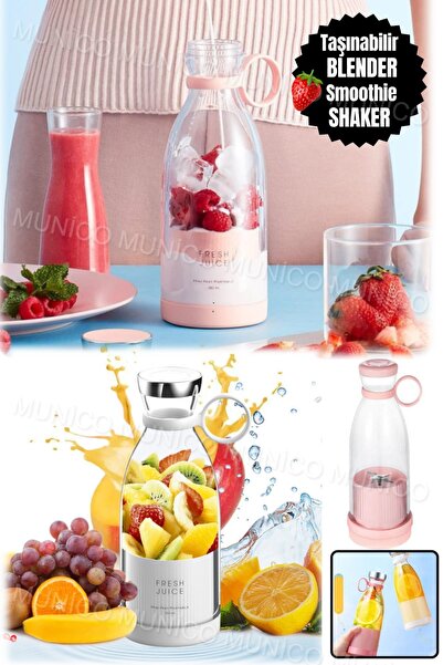 Munico Taşınabilir Mini Elektrikli Blender 300 ml Meyve Sıkacağı Bardağı Bıça...