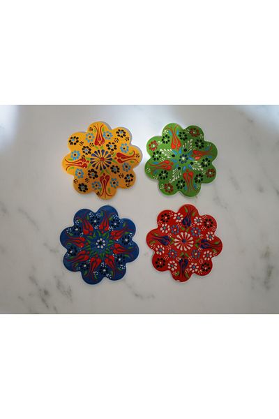 D&Y GAUDERY 4 Pieces Ceramic Trivet 11 cm Mug - Coasters
