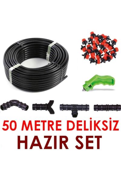 Emek 50 Metre Deliksiz Düz Damla Sulama Sistemi Ve Ek Parçaları Damlama Borus...