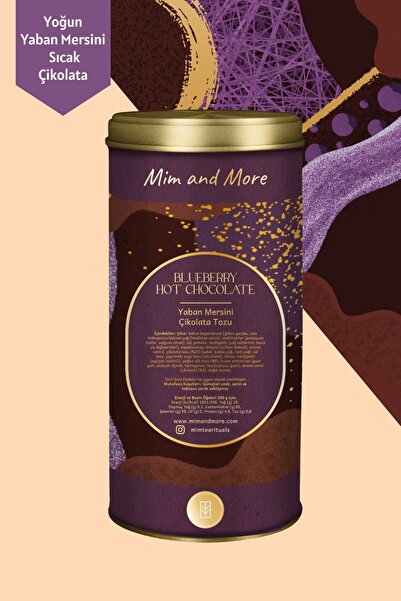 Mim and More Blueberry Hot Chocolate - Yaban Mersinli Sıcak Çikolata, Tin, 200 gr