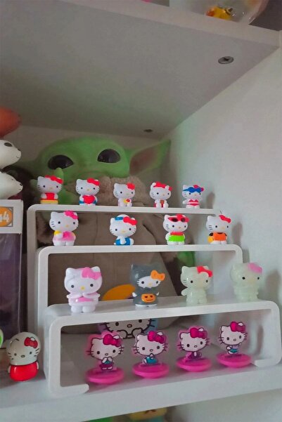 Acar Raf Kozmetik Ürün Düzenleyici Ayakkabı Ve Hobi-figür Teşhir Standı 3'lü Merdiven Set Beyaz