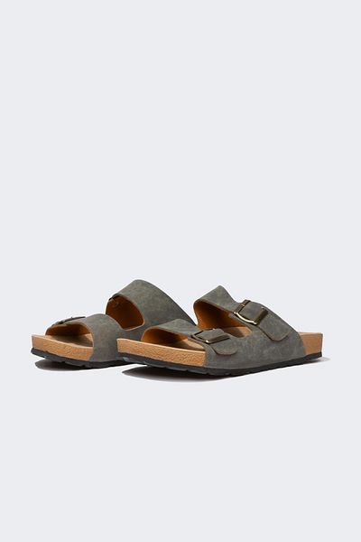 DeFacto Herren-Slipper aus Kunstleder – flache Sohle, Doppelband, C3754AX24HS