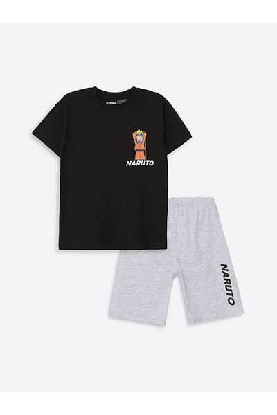 LC Waikiki Момчешка пижама с щампа Наруто и къси панталони - кръгла яка