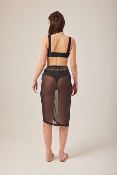 MY NEFTİ Black Chain Detailed Tied Pareo