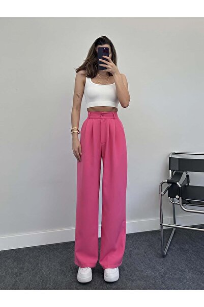 Avakado Kadın Yüksek Bel Pileli Palazzo Pantalon