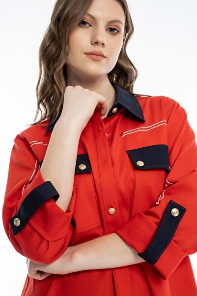 SEDNA DİKİŞ DETAYLI APOLETLİ GÖMLEK