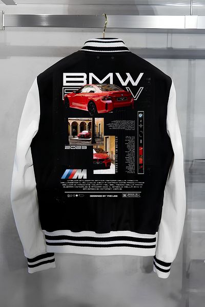 Edizen 2023 BMW Design Printed Oversize Premium College Jacket - 100% βαμβάκι