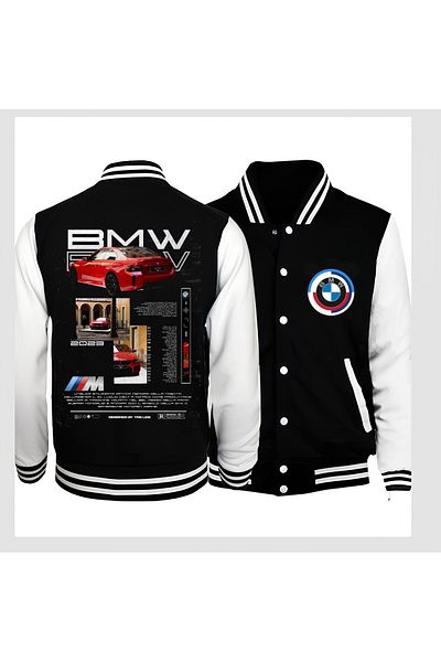 Edizen 2023 BMW Design Printed Oversize Premium College Jacket - 100% βαμβάκι
