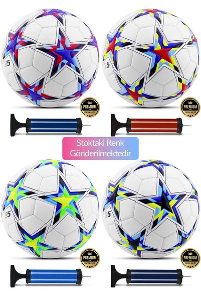 Ozsport 3lü Set Futbol Topu Ve Tekmelik Şampiyonlar Ligi Pompalı Sert Zemin Halı Saha Futbol Topu No:5