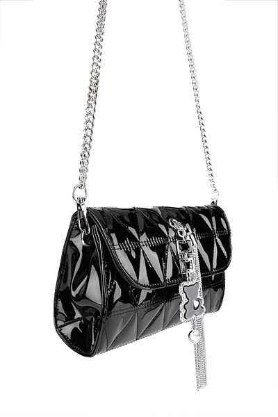 Tamer Tanca Black Patent Leather Vegan Women's Shoulder Bag