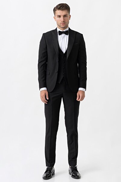 White Stone Trento D111 Slim Fit 6 Drop Damatlık Siyah