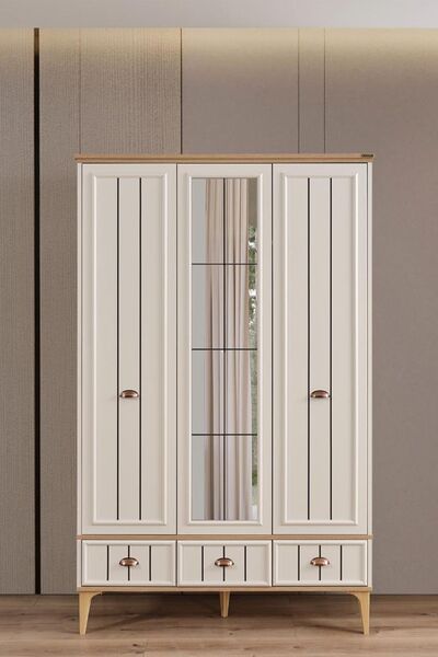 Genel Markalar Bella 3 Kapaklı Gardırop Genç Odası Gardırop 128 Cm Premium Dolap