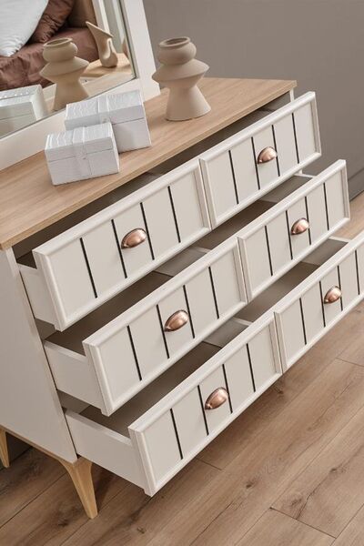 Genel Markalar Bella Şifonyer Aynalı Yatak Odası Şifonyeri 6 Çekmeceli Dolap