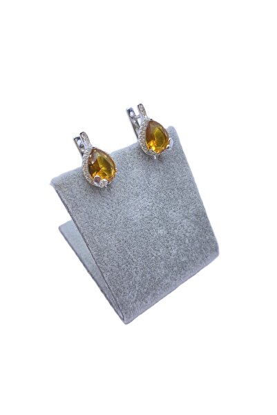 ERU JEWELLERY Doğal Taşlı Kelebek Detaylı 925 Ayar Damla Kesim Gümüş Küpe - Anneler Günü