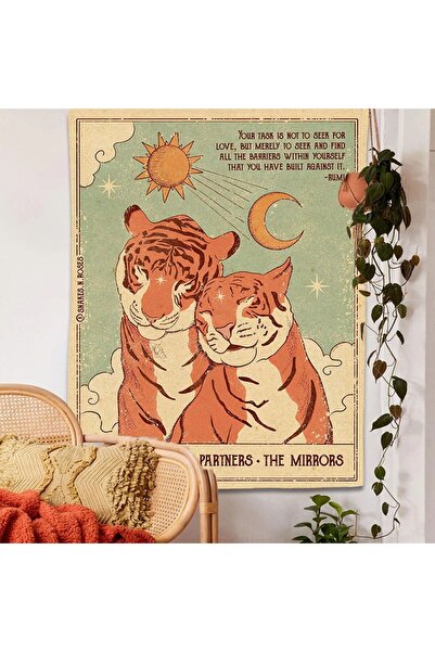 GREENDECOR Bohemian Sun Moon Loves Tiger Valentine Tarot Hippie Tapiserie Dec...