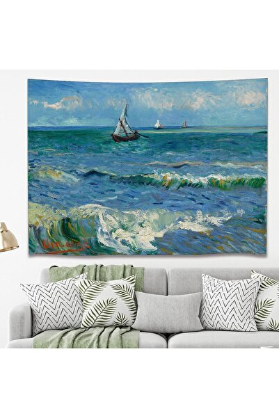 GREENDECOR Van Gogh Val și valul cu barci cu pânze Artă murală pe mare Pictur...