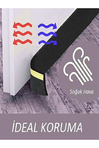 UYDEE 1 Adet Kapı Altı Rüzgar Önleyici Boşluk Kapatma Rüzgarlık Kapı Altı Eşik Süngeri Siyah