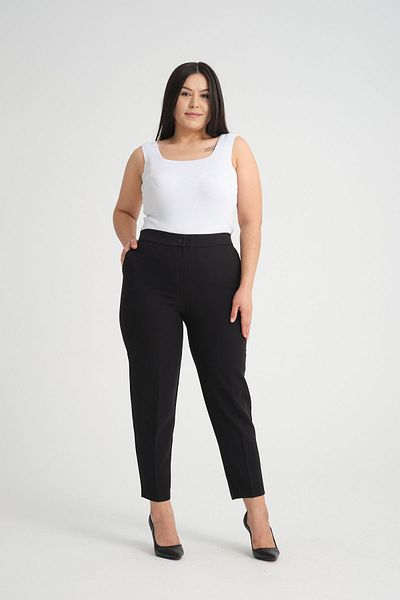 Dejabrew Jeans Plus Size Black Trousers - Zippered and Elastic Arc a004