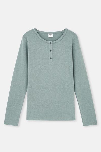 Dagi Everfresh – Grünes T-Shirt mit halber Knopfleiste