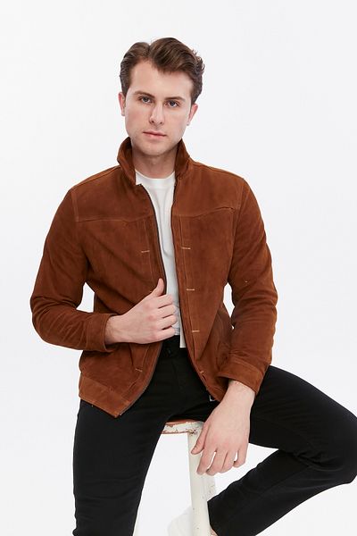 CE-YIL DERİ ÜRÜNLERİ Leather Suede Genuine Coat