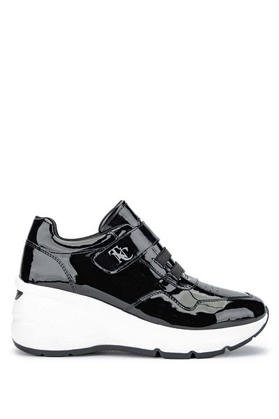 Tamer Tanca Black Patent Leather Genuine Leather Women's Sneakers - Sports Shoes