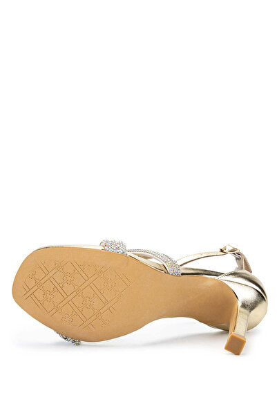 Tamer Tanca Gold Heeled Genuine Leather Women's Sandals