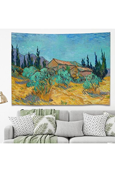 GREENDECOR Casa din lemn de Van Gogh, copaci de măslin, grădină, opera faimoa...