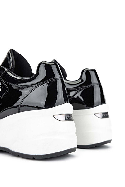 Tamer Tanca Black Patent Leather Genuine Leather Women's Sneakers - Sports Shoes