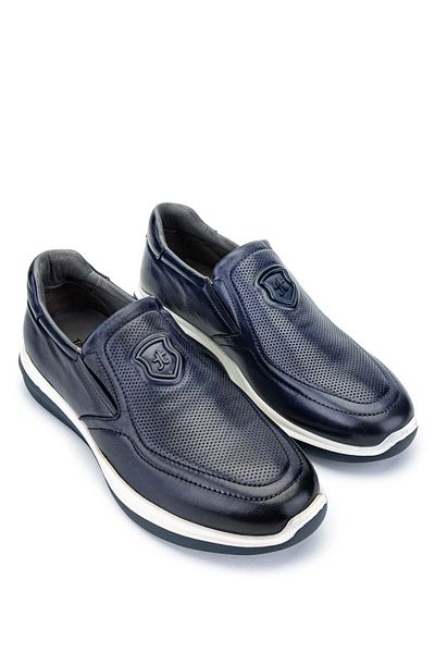 Tamer Tanca Navy Blue Genuine Leather Men's Sneakers - Sports Shoes