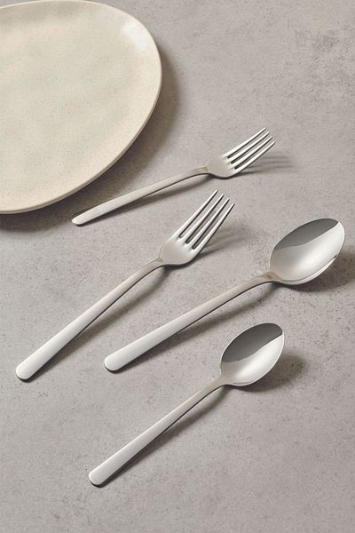 Hisar Optima Alanya 60 Piece Steel 12 Person Fork and Spoon Set
