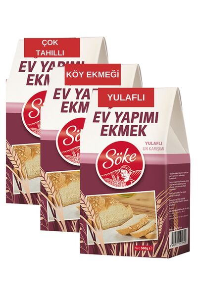Söke Ev Yapımı Ekmek Çok Tahıllı Köy Ekmek Yulaflı Un Karışımı 3 x 500 g 3 lü Set