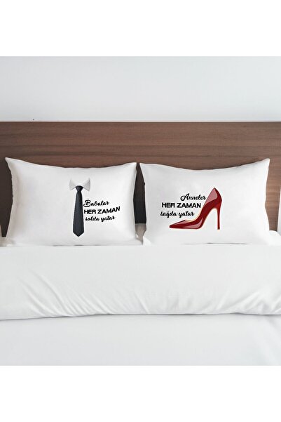 Bk Gift Sevgili Tasarımlı Pamuklu 2’li Yastık Kılıfı Seti-9 50x70cm , Sevgili...
